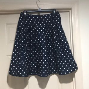 Navy and white polka dotted skirt